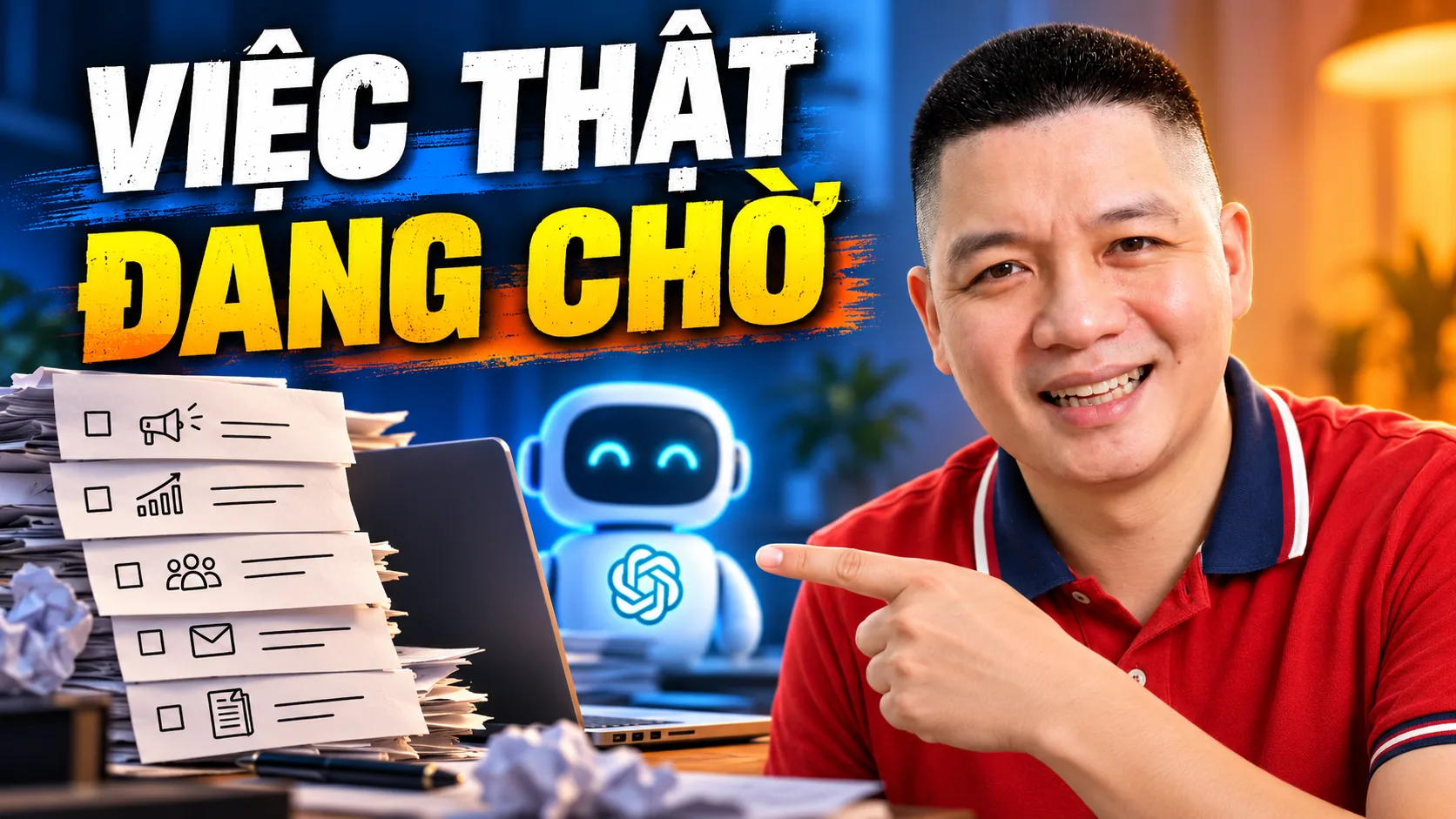 Trần Nguyên Hoàn áo đỏ hướng dẫn giao việc cho ChatGPT từ công việc thực tế