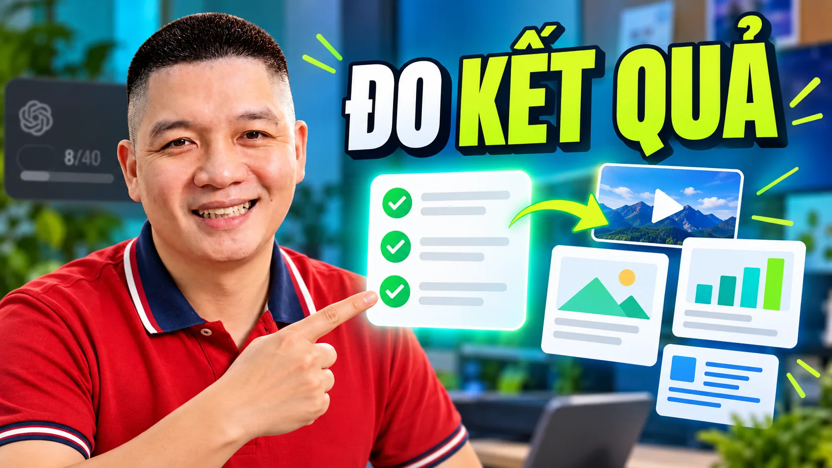 Trần Nguyên Hoàn áo đỏ kiểm tra kết quả nội dung và dữ liệu do AI hỗ trợ