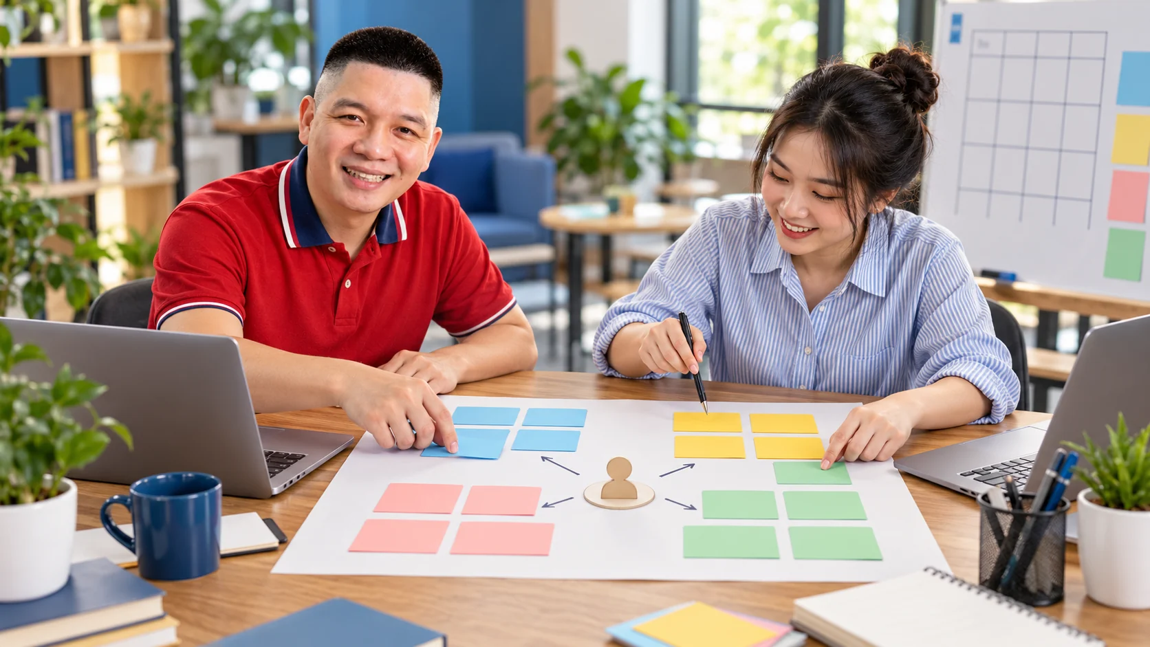 Minh họa AI: Trần Nguyên Hoàn cùng cộng sự sắp xếp bốn nhóm nội dung quanh khách hàng
