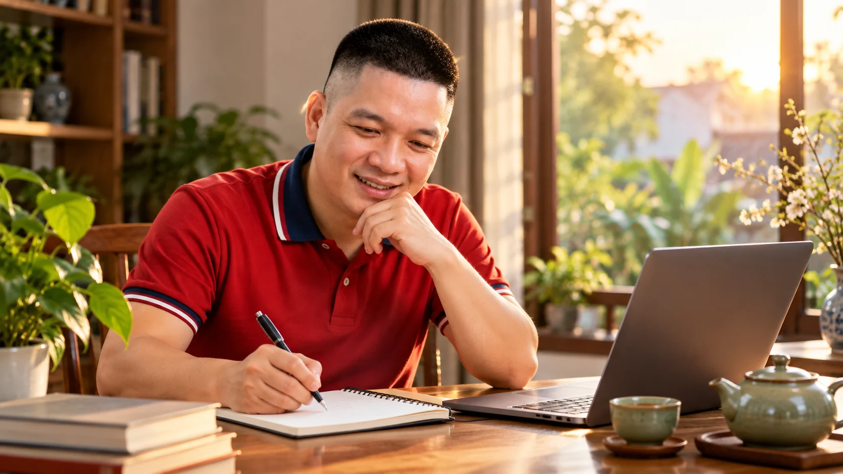 Minh họa AI: Trần Nguyên Hoàn lập kế hoạch hành động cho ngày mới