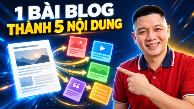 Trần Nguyên Hoàn mặc áo polo đỏ, ảnh minh hoạ bài: Cách biến một bài blog thành 5 nội dung Facebook, Zalo và email bằng AI