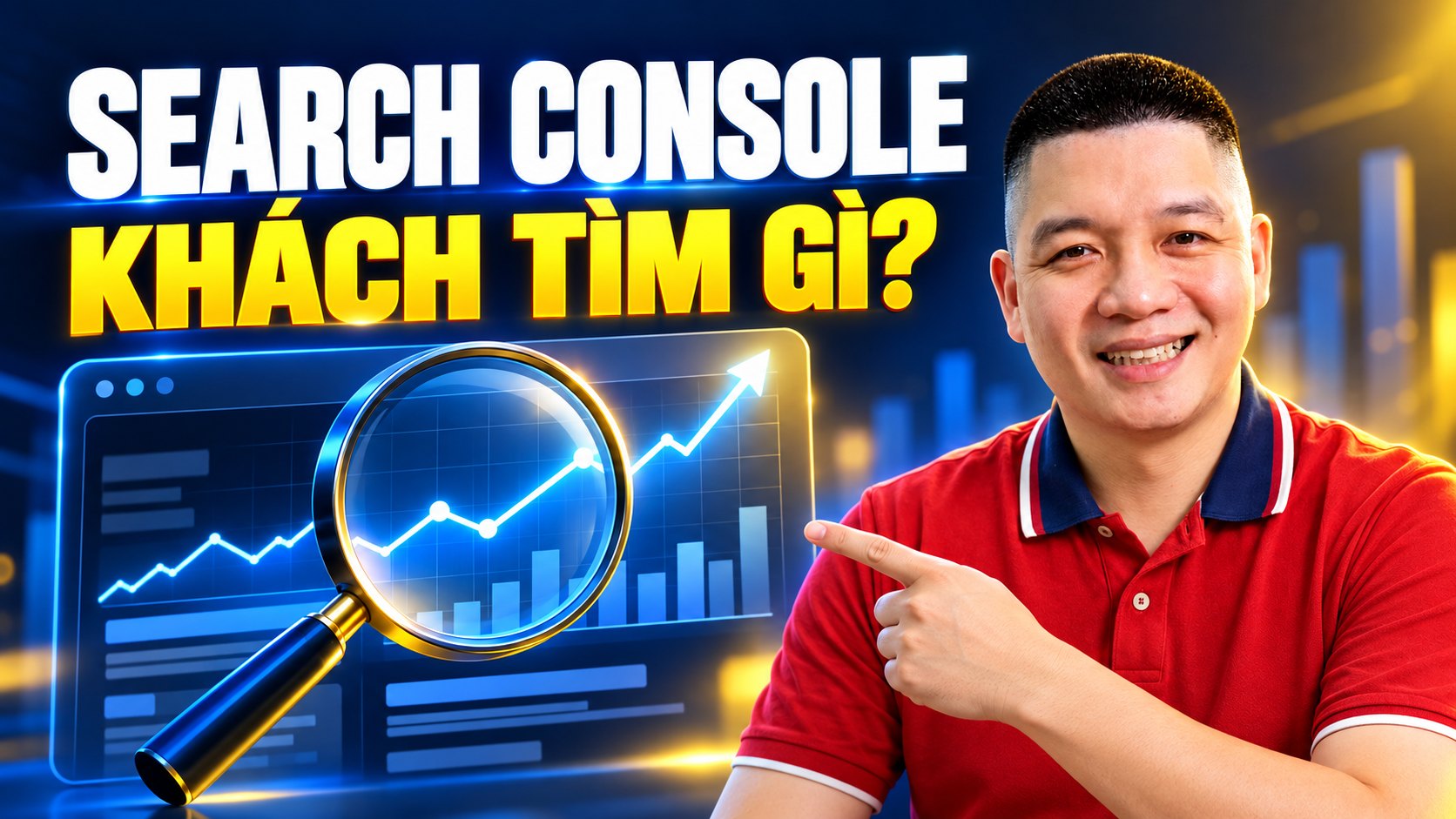 Trần Nguyên Hoàn mặc áo polo đỏ, ảnh minh hoạ bài: Cách đọc Google Search Console để biết khách đang tìm bài nào trên website