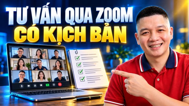 Trần Nguyên Hoàn mặc áo polo đỏ, ảnh minh hoạ bài: Cách dùng AI soạn kịch bản tư vấn bán hàng qua Zoom cho người mới