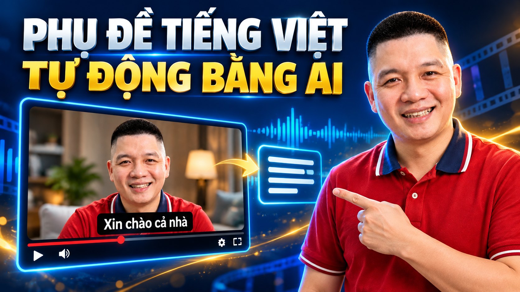 Trần Nguyên Hoàn mặc áo polo đỏ, ảnh minh hoạ bài: Cách tạo phụ đề tiếng Việt tự động cho video bán hàng bằng AI và soát lỗi trước khi đăng