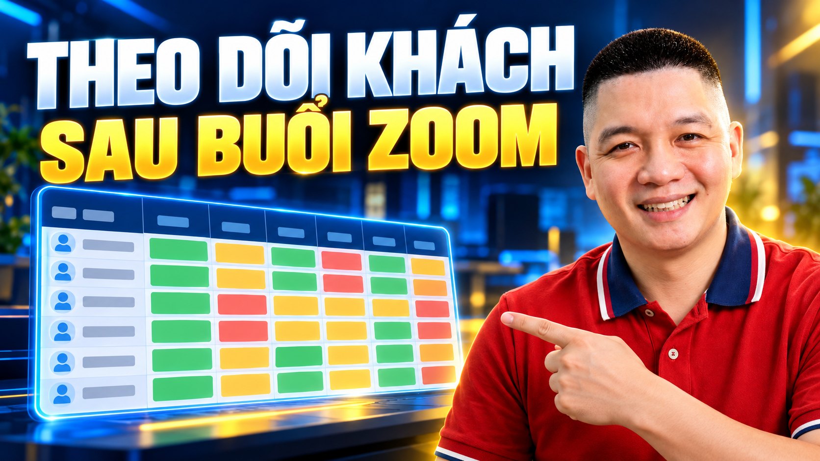 Trần Nguyên Hoàn mặc áo polo đỏ, ảnh minh hoạ bài: Cách dùng Google Sheets và AI theo dõi khách hàng tiềm năng sau Zoom