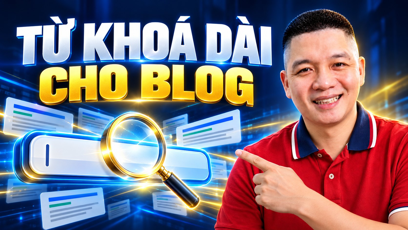 Trần Nguyên Hoàn mặc áo polo đỏ, ảnh minh hoạ bài: Cách tìm từ khoá dài cho blog bằng ChatGPT mà không bịa lượng tìm kiếm